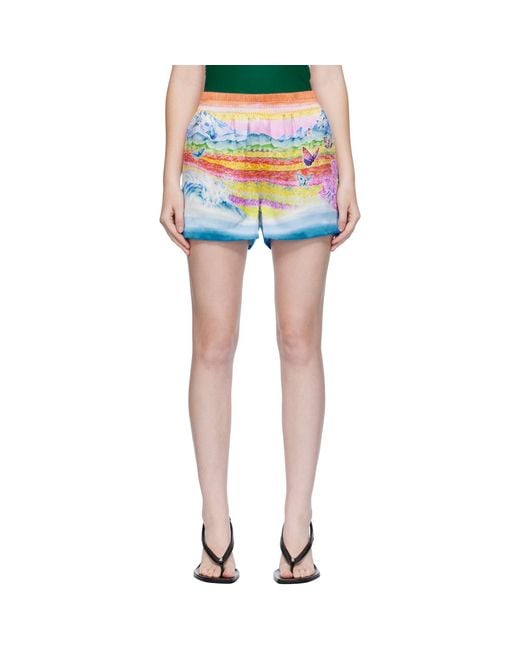Casablanca Blue Silk Shorts