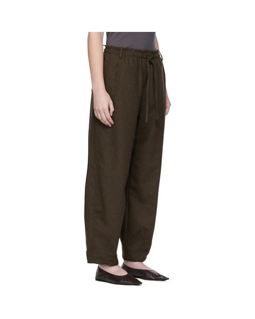 UMARMUNG Black Wool Flannel Oval Silhouette Lounge Pants