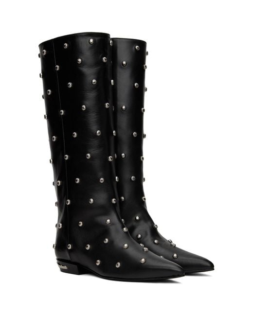 Toga Black Ssense Exclusive Embellished Boots