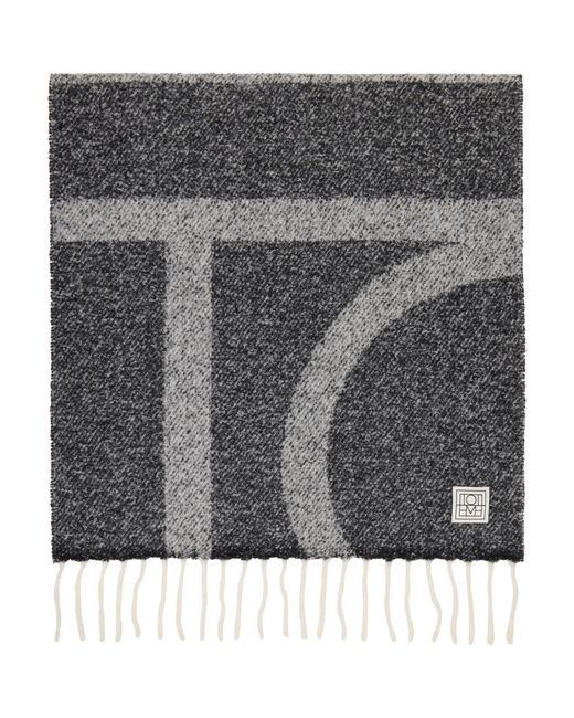 Totême Gray Monogram Jacquard Scarf