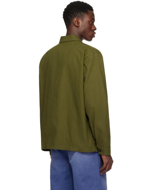 Marni Green Zip-Up Long Sleeve Shirt for men