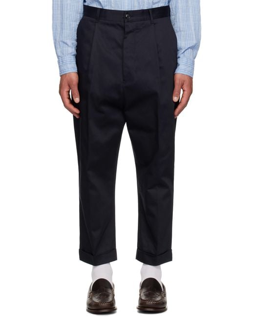 AMI Blue Cotton Carrot Oversized Trousers for men