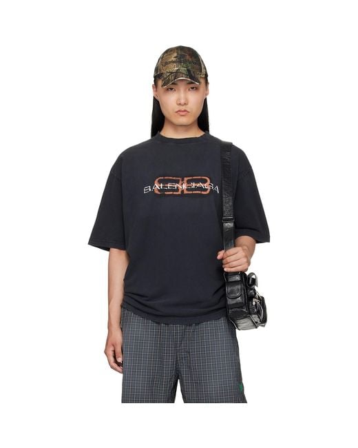 Balenciaga Black Bb Stencil T-shirt for men