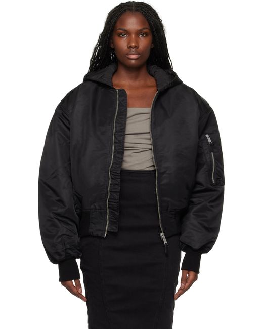 Entire studios Hooded Broad Bomber Jacket in Black | Lyst UK