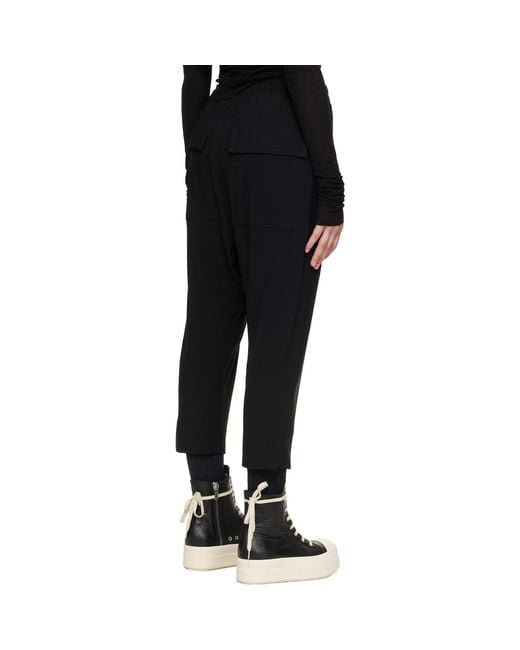 Rick Owens Black Drawstring Astaires Cropped Trousers