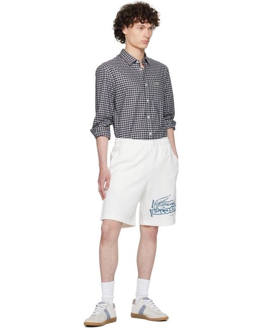 メンズ Lacoste ホワイト グラフィック プリント ショートパンツ Black
