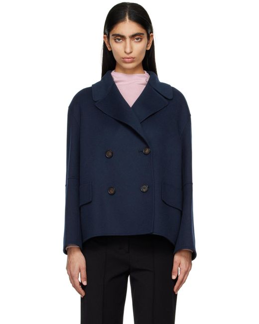 Max Mara Blue Navy Double-breasted Jacket