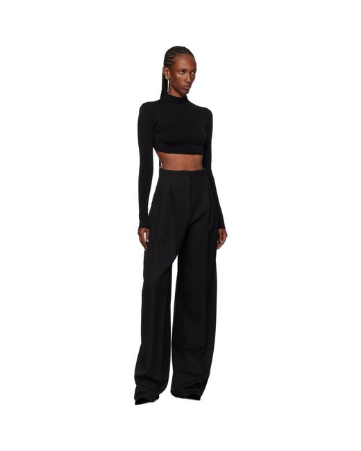 Mugler Black Wide Pleated Trousers