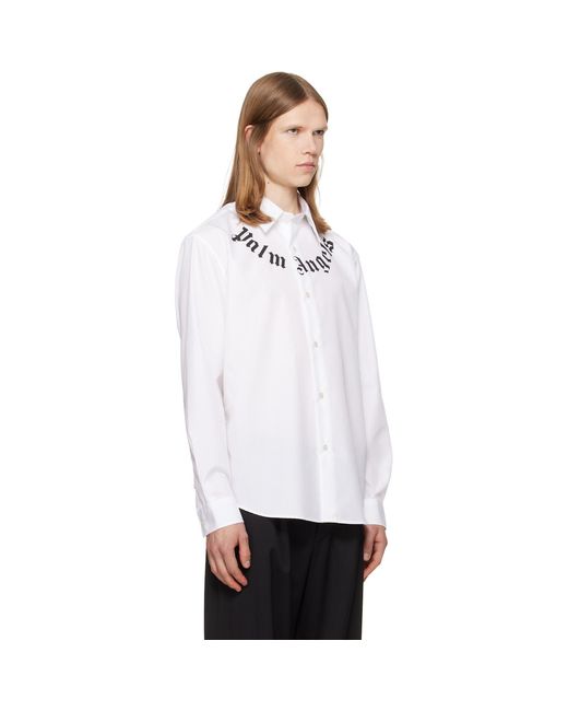 Palm Angels White Neck Logo Shirt for men