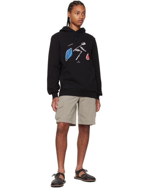 PS by Paul Smith Black Graphic Print Hoodie for men