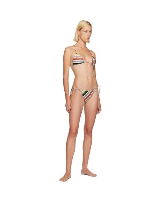 Jean Paul Gaultier Natural Printed Retro Stripe Bikini