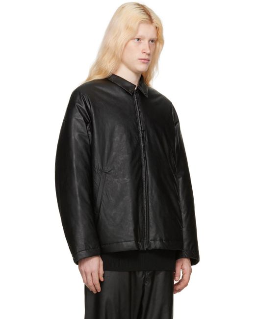 N. Hoolywood Black Darted Faux-leather Jacket for men
