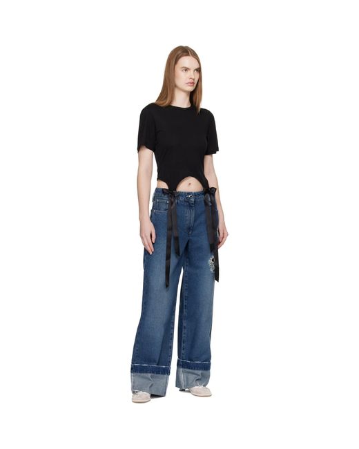 Simone Rocha Black Bow Tail Easy T-Shirt