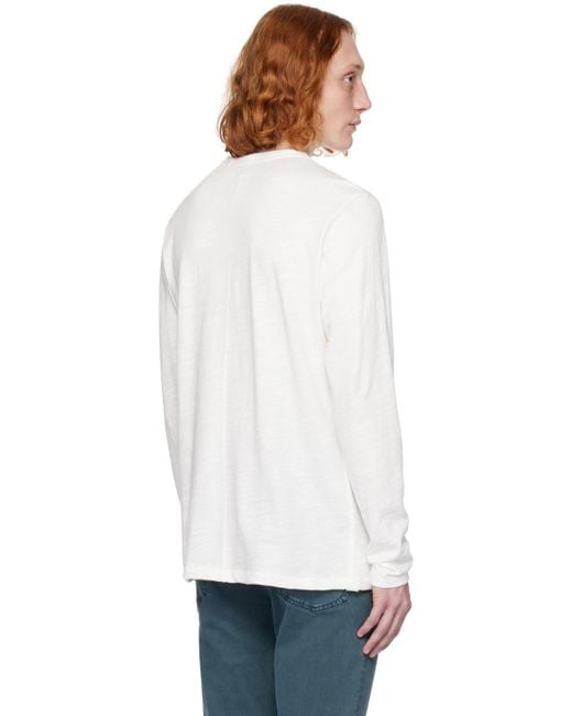 Rag & Bone White Classic Flame Long Sleeve T-shirt for men