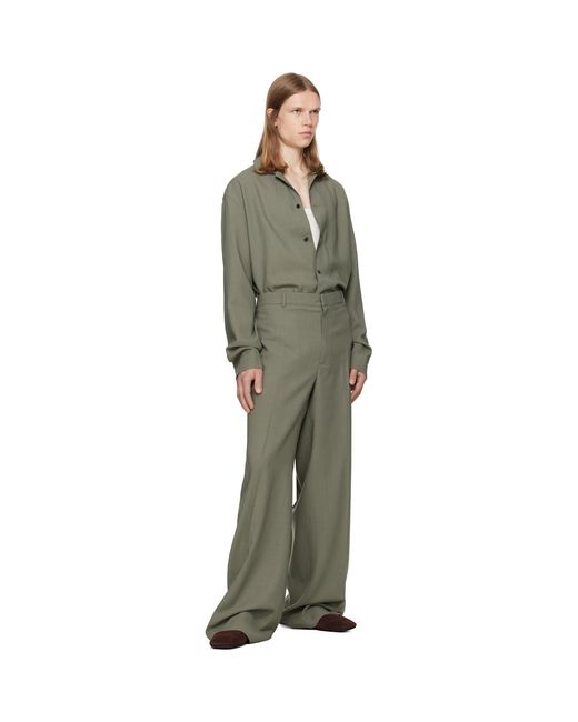 Calvin Klein Green Taupe Atlas Button-Down Shirt for men