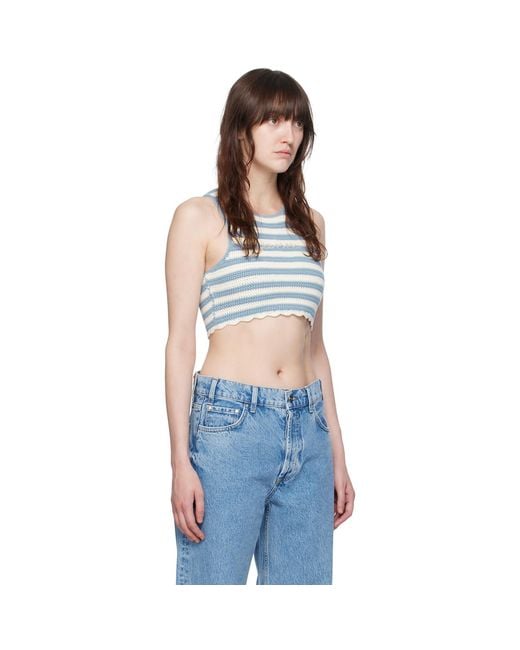 Ganni Blue Off- Racerback Tank Top
