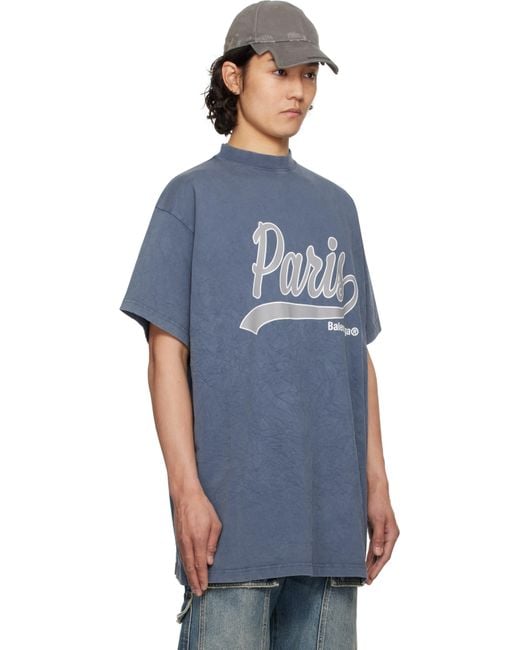 Balenciaga Blue T-Shirt With Print for men