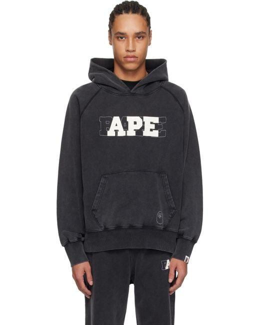 A Bathing Ape Black Washed Effect Relaxed Fit Hoodie for men
