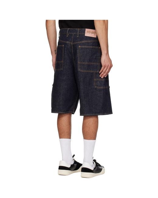 KENZO Blue Paris Cargo Monkey Fit Denim Shorts for men