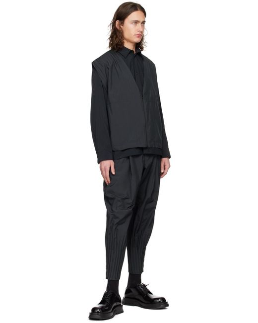 Pantalon noir à plissures cascade Homme Plissé Issey Miyake pour homme en coloris Black