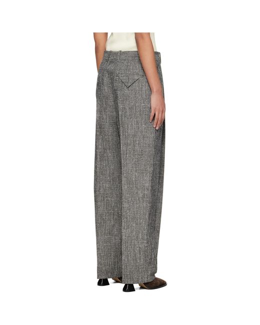 Bottega Veneta Black Melange Viscose & Silk Trousers