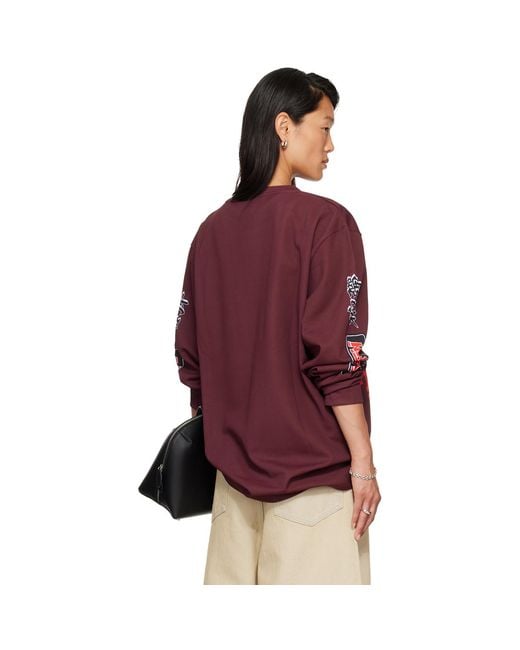 Lu'u Dan Red Burgundy Oversized Long Sleeve T-Shirt