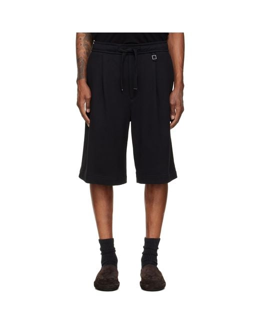 Wooyoungmi Black Single-Pleat Cotton Shorts for men