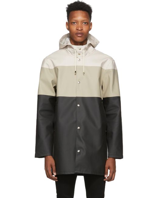 Stutterheim コットン ベージュ ブラック Stockholm ストライプ コート カラー ナチュラル メンズ Lyst