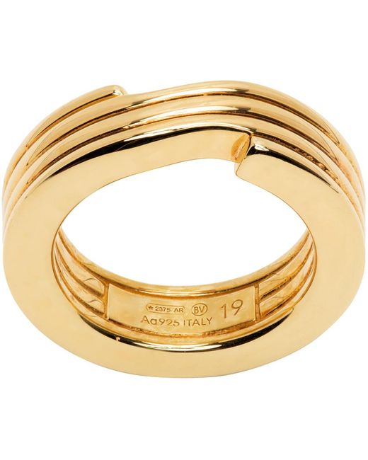 Bottega Veneta Metallic Gold Key Chain Ring for men