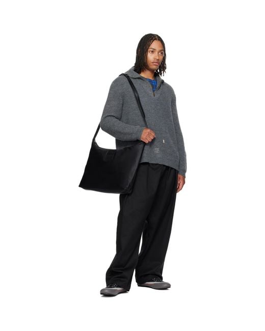 MM6 by Maison Margiela Black Nylon Twill Crossbody Bag for men