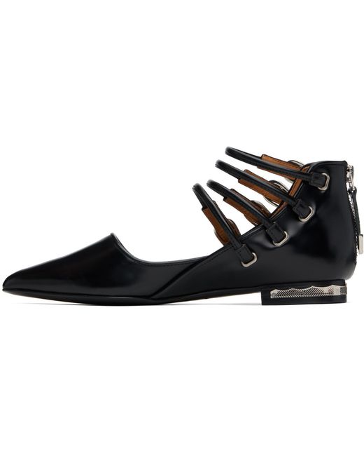 Toga Black Polido Multi Strap Ballerina Flats