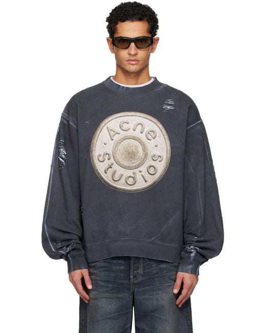 Acne Blue Logo Sweatshirt for men