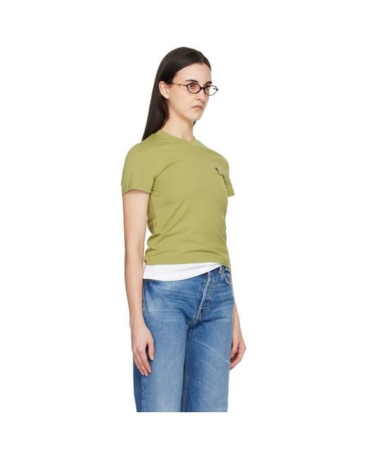 AMI Orange Cotton Ami De Coeur Cropped T-Shirt