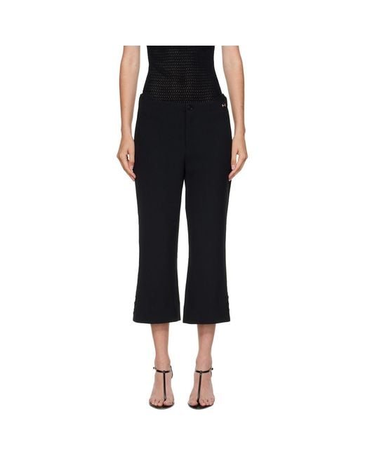 Victoria Beckham Black Tab Detail Cropped Trousers