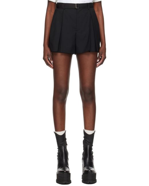 Sacai Black Pleated Shorts