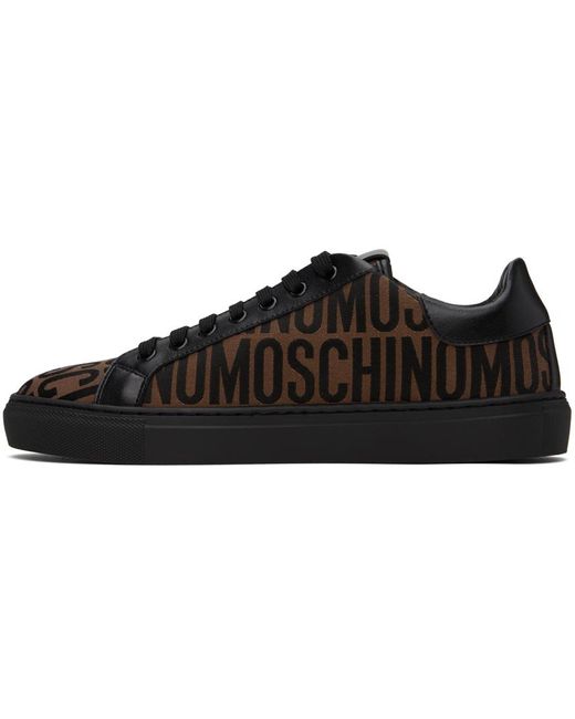 Moschino Black & Brown Allover Logo Sneakers for men