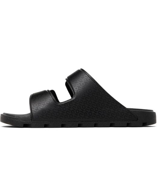 HUGO Black Printed-Logo Sandals for men