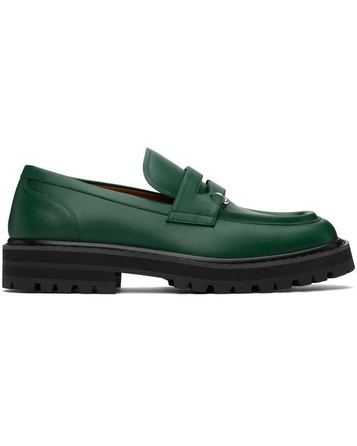 メンズ Marni ーン Piercing 2.0 レザー チャンキー ローファー Green