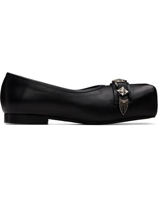 Toga Black Leather Ballerina Flats