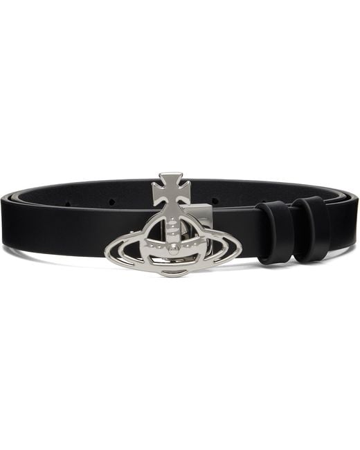 Vivienne Westwood Black Small Line Orb Buckle Belt for men