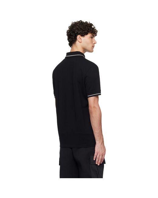 Moncler Black Logo Patch Cotton Polo for men