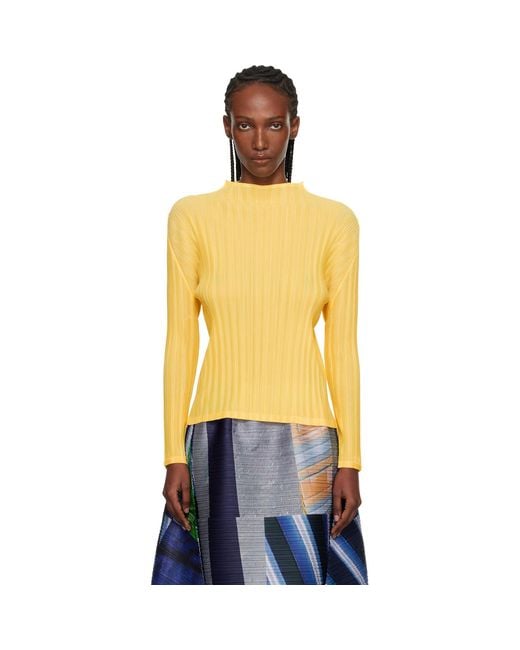 Pleats Please Issey Miyake Yellow Rib Pleats January Top