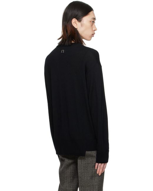 Wooyoungmi Black Asymmetric Hem Sweater for men