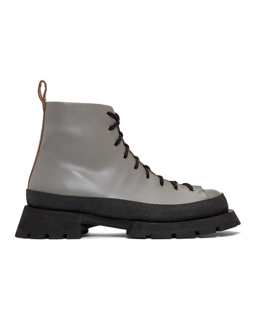 Jil Sander Leather Grey Antick Ankle Boots in Gray for Men