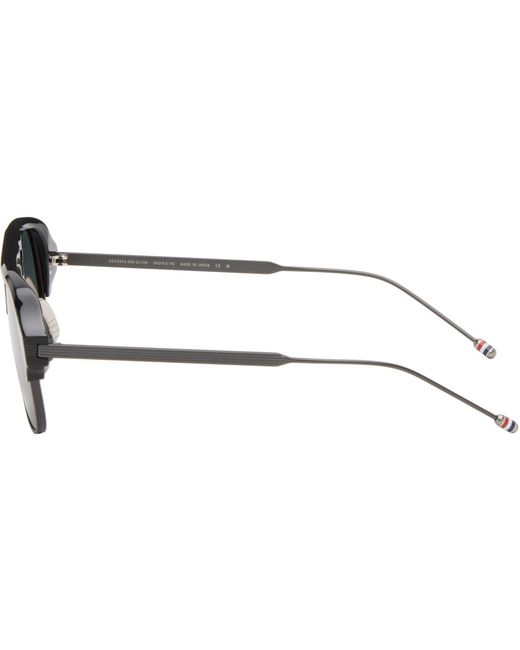 Thom Browne Gray Acetate & Titanium Aviator Pilot Sunglasses for men