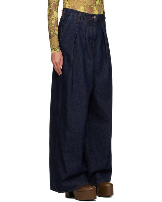 Dries Van Noten Blue Indigo Wide-leg Jeans