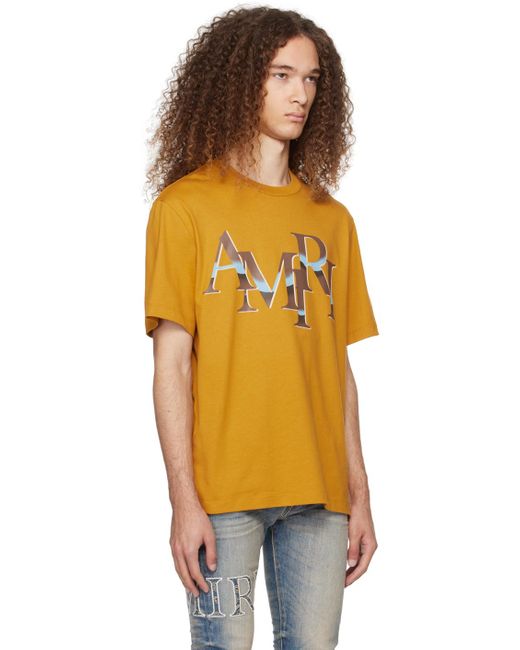 Amiri Orange staggered Chrome T-shirt for men