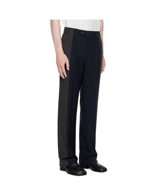 Maison Margiela Black Two-Tone Wool Trousers for men