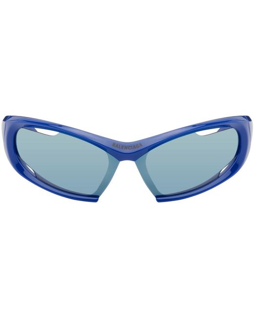 Balenciaga Blue Dynamo Rectangle Sunglasses for men