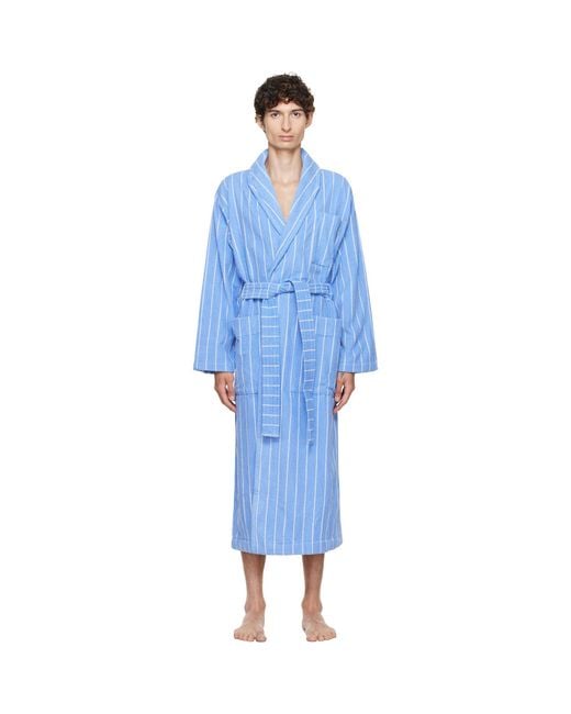 Tekla Blue Terry Classic Bathrobe for men